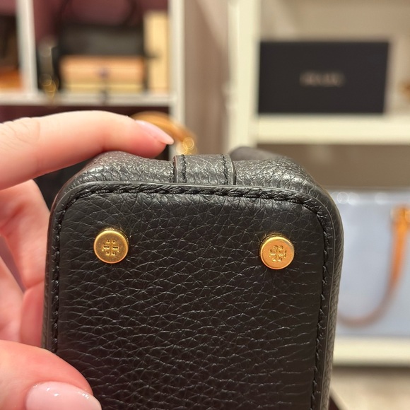 Tory Burch Britten Black Pebbled Leather Micro Satchel Bag - Picture 8 of 13